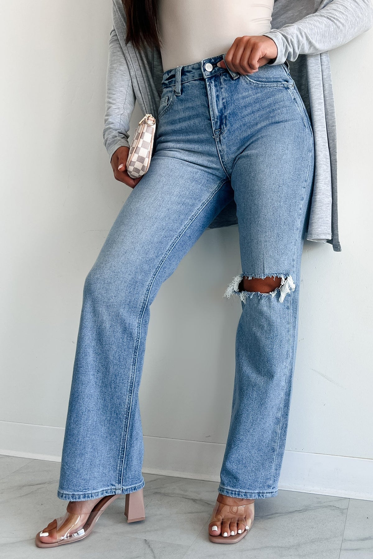 Shesways®Just Agree With Me High Rise Vintage Flare Jeans (Medium-Light)