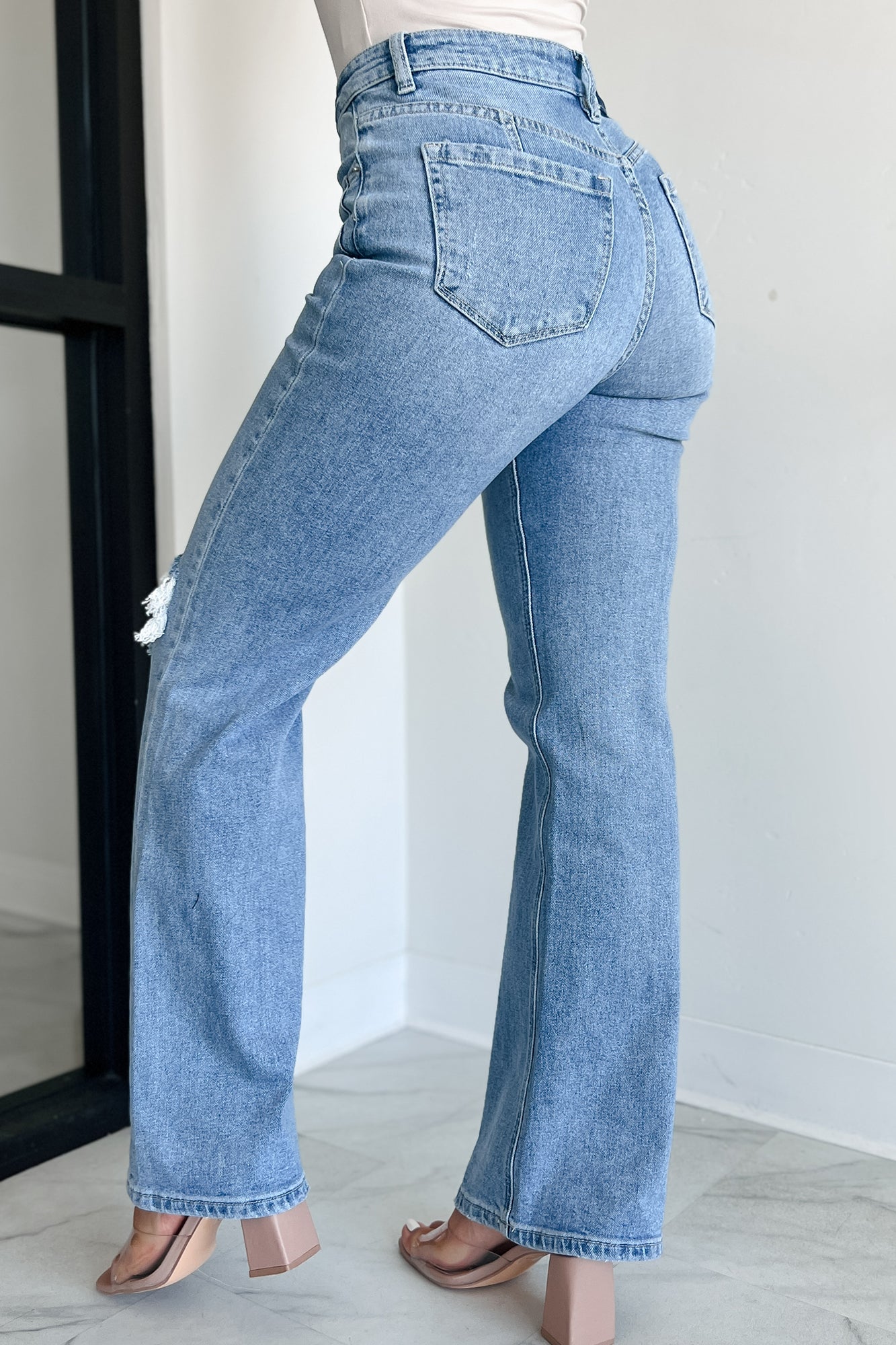 Shesways®Just Agree With Me High Rise Vintage Flare Jeans (Medium-Light)