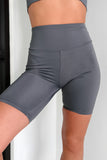 Shesways®Crushing My Workouts High Waisted Biker Shorts (Midnight Charcoal)