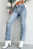 Shesways®Coen Mid-Rise Slim Straight Sneak Peek Jeans (Light Vintage)