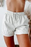 Shesways®Give Me Attitude Faux Leather Drawstring Shorts (Cream)