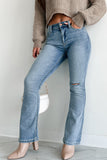 Shesways®Cressida Mid-Rise Sneak Peek Bootcut Jeans (Light Wash)