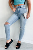 Shesways®Say It Louder High Rise Distressed Cello Skinny Jeans (Light Denim)