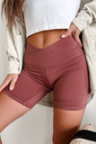 Shesways®Stronger Than Your Excuse Cross-Waist Biker Shorts (Dusty Cedar)