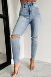 Shesways®Say It Louder High Rise Distressed Cello Skinny Jeans (Light Denim)