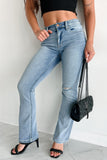 Shesways®Cressida Mid-Rise Sneak Peek Bootcut Jeans (Light Wash)