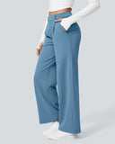Flex High-Waisted Straight-Leg Work Pants – 4-Way Stretch Business Casual Pants with Pockets
