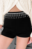 Shesways®The Show Must Go On Fitted Rhinestone Embellished Shorts (Black)