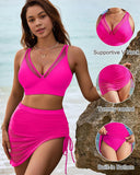Shesways® Mesh High Waisted Tummy Control Sarong Wraps Bikini Set
