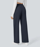 Flex High-Waisted Straight-Leg Work Pants – 4-Way Stretch Business Casual Pants with Pockets