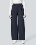 Flex High-Waisted Straight-Leg Work Pants – 4-Way Stretch Business Casual Pants with Pockets