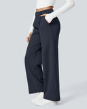 Flex High-Waisted Straight-Leg Work Pants – 4-Way Stretch Business Casual Pants with Pockets