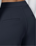 Flex High-Waisted Straight-Leg Work Pants – 4-Way Stretch Business Casual Pants with Pockets