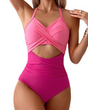 ShesWays® High-Waist Color-Block One-Piece | Tummy Control & Cross-Back Support