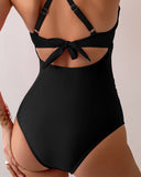 ShesWays® High-Waist Color-Block One-Piece | Tummy Control & Cross-Back Support