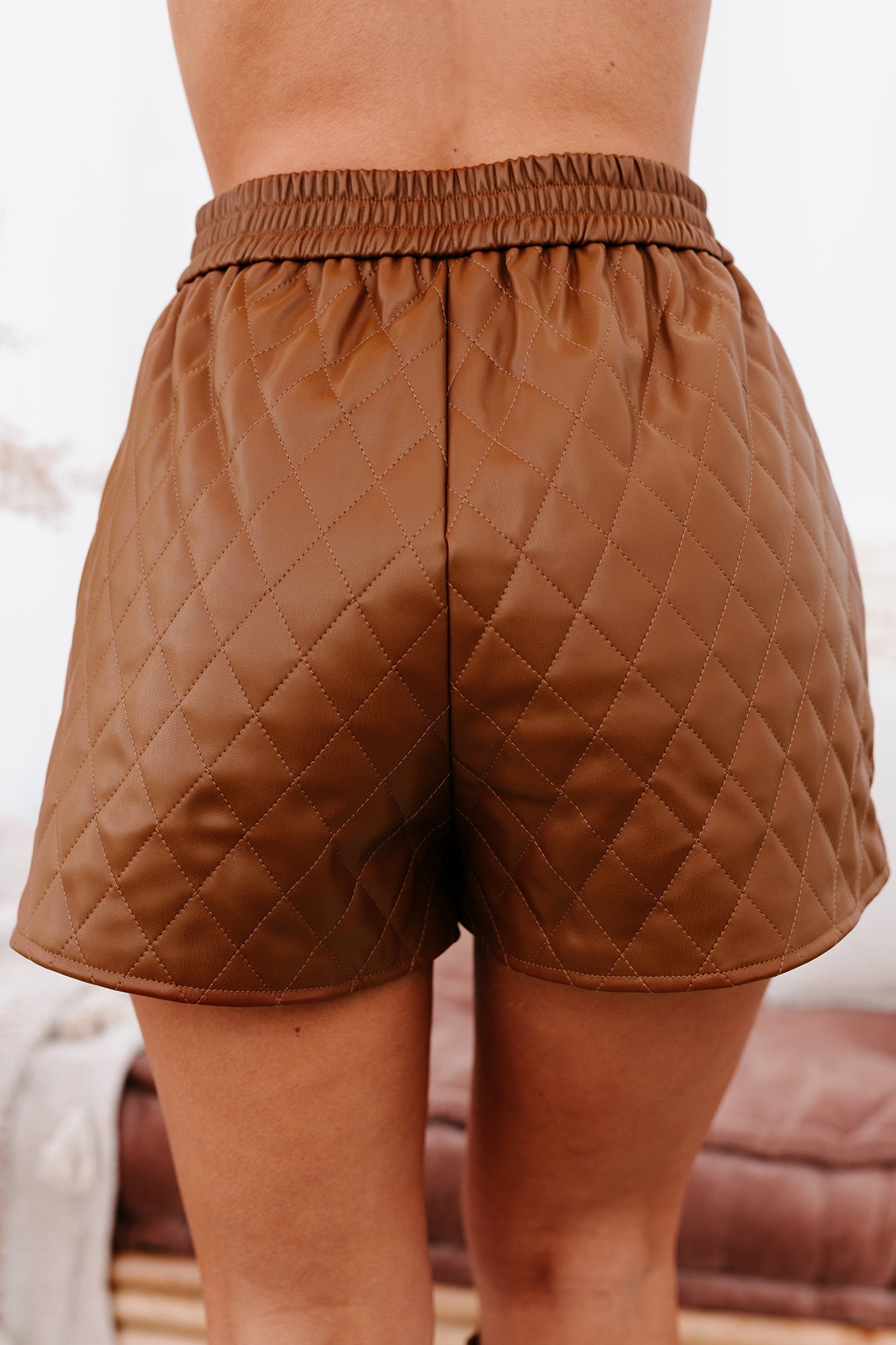 Shesways®Higher Class Faux Leather Shorts (Caramel Cafe)