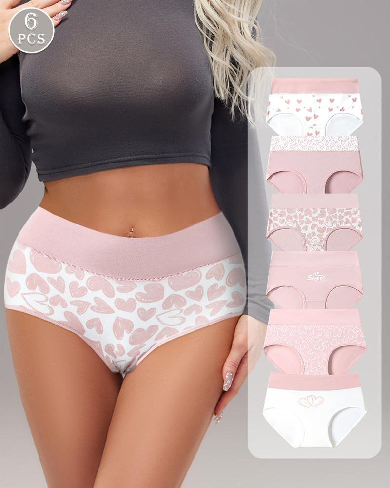 Shesways® Women’s Cotton High-Waist Panties – Soft Breathable Briefs with Stretchy Waistband & Double-Layer Crotch (6 Pack)