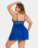 Plus Size V Neck Mesh Side Slit Babydolls