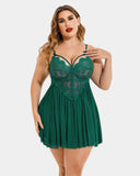 Plus Size V Neck Mesh Side Slit Babydolls