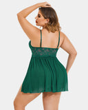 Plus Size V Neck Mesh Side Slit Babydolls