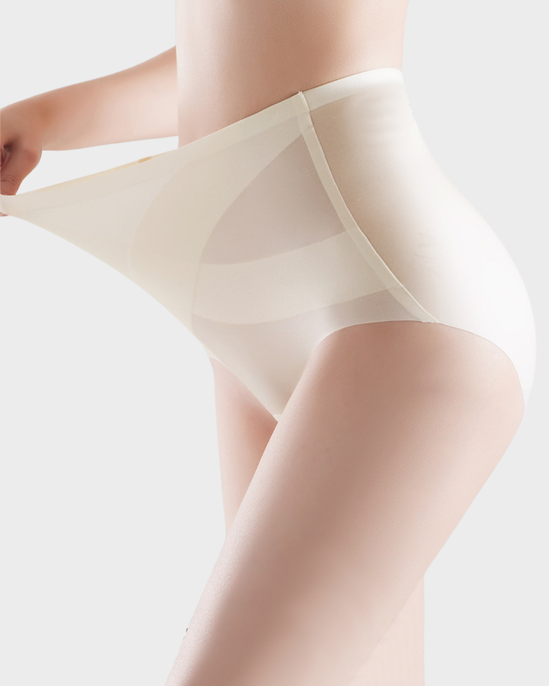 Seamless Ice-Silk High-Waist Tummy Control Panties (4/6 Pack)