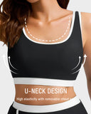 Sporty Color Block Side Slit Skirted Bikini Set