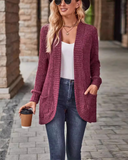 Shesways®  Women's Open Front Chunky Knit Cardigan with Pockets – Long Sleeve Casual Sweater Coat