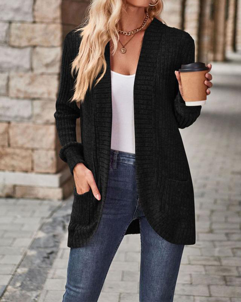 Shesways®  Women's Open Front Chunky Knit Cardigan with Pockets – Long Sleeve Casual Sweater Coat