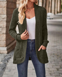 Shesways®  Women's Open Front Chunky Knit Cardigan with Pockets – Long Sleeve Casual Sweater Coat