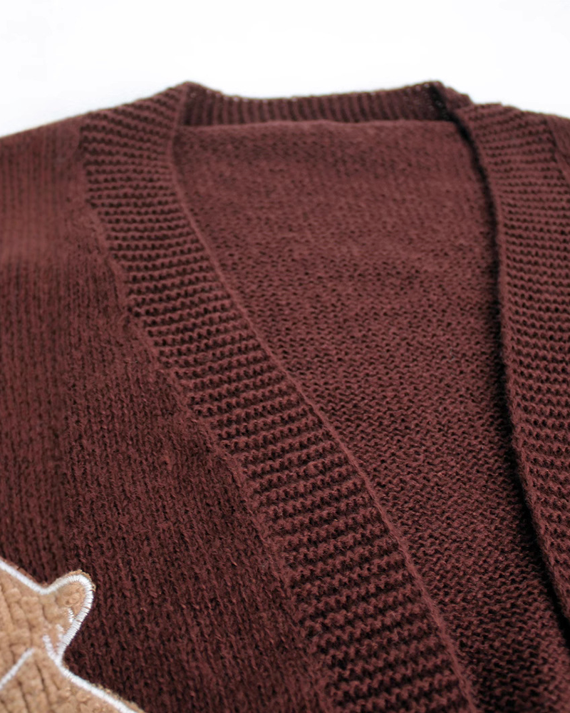 Shesways® Gingerbread Open Front Cropped Cardigan Sweater