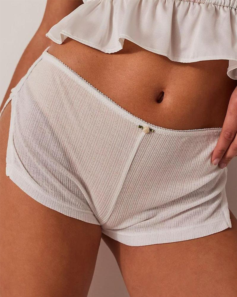 Shesways® Y2K Side Slit Micro Shorts for Women – Slim Fit Pajama Bottoms