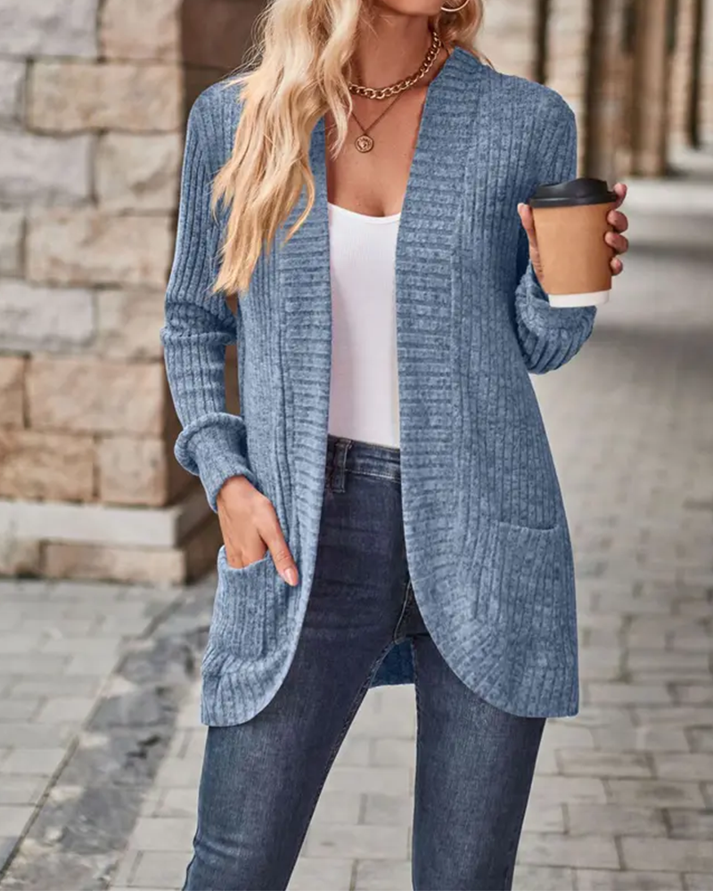 Shesways®  Women's Open Front Chunky Knit Cardigan with Pockets – Long Sleeve Casual Sweater Coat