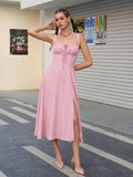 Shesways® Ruched Bust Split Thigh Cami Dress