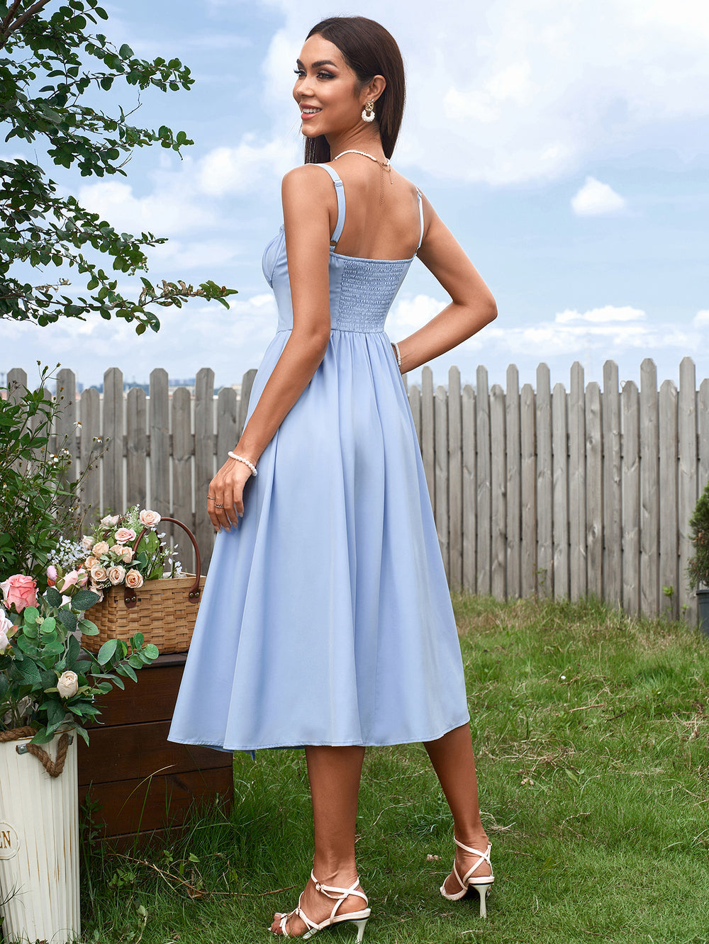 Shesways® Ruched Bust Split Thigh Cami Dress