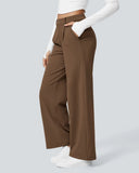 Flex High-Waisted Straight-Leg Work Pants – 4-Way Stretch Business Casual Pants with Pockets