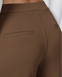 Flex High-Waisted Straight-Leg Work Pants – 4-Way Stretch Business Casual Pants with Pockets