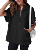 Oversized Short‑Sleeve Pullover Hoodie