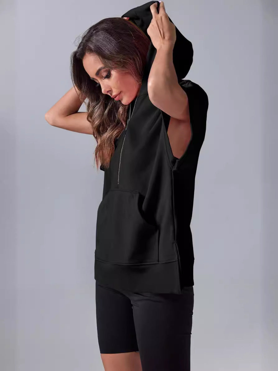 Oversized Short‑Sleeve Pullover Hoodie