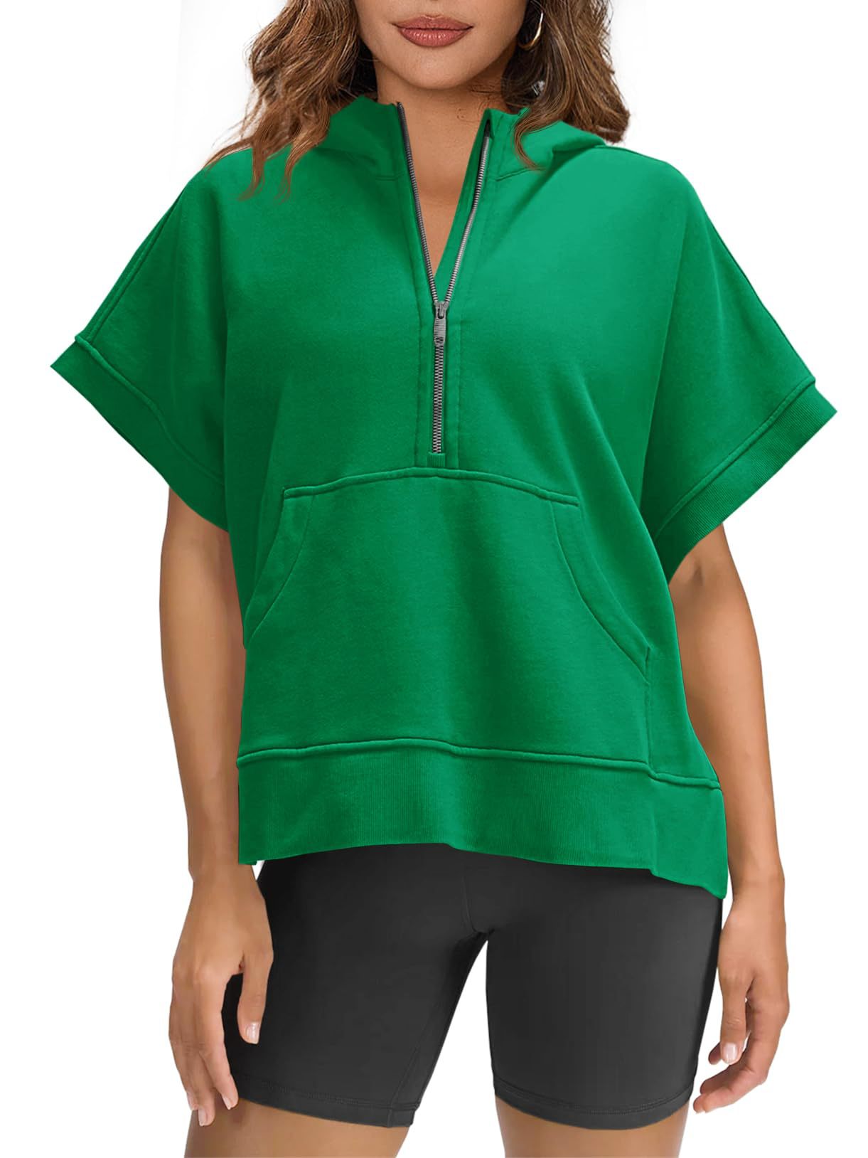 Oversized Short‑Sleeve Pullover Hoodie