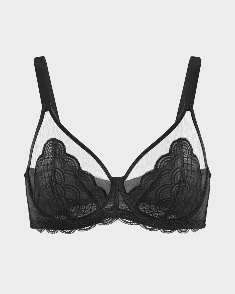 Shesways® Full Coverage Lace Black Minimizer Bra