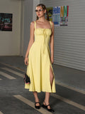 Shesways® Ruched Bust Split Thigh Cami Dress