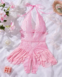 Women's Lace Deep V Teddy Bodysuit – Sexy, Comfy Open Crotch Lingerie