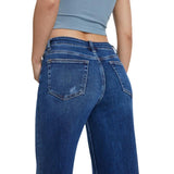 Shesways® Plus Size Distressed Mid-Low Rise Baggy Jeans - Stretchy Wide Leg Denim