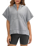 Oversized Short‑Sleeve Pullover Hoodie