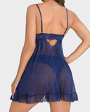 Shesways® Sexy Lace Mesh See-Through Nightgown with Matching Thong