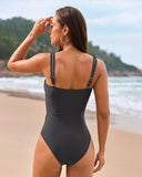 Shesways®Elegant Cut-Out One-Piece with Gold Accents Swimsuit