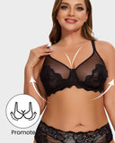 Shesways® Full Coverage Lace Black Minimizer Bra