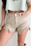 Shesways®Fresh Take High Rise Distressed Risen Denim Shorts (Sand)