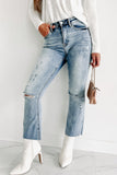 Shesways®Zion Mid-Rise Crop Kick Flare Risen Jeans (Light)