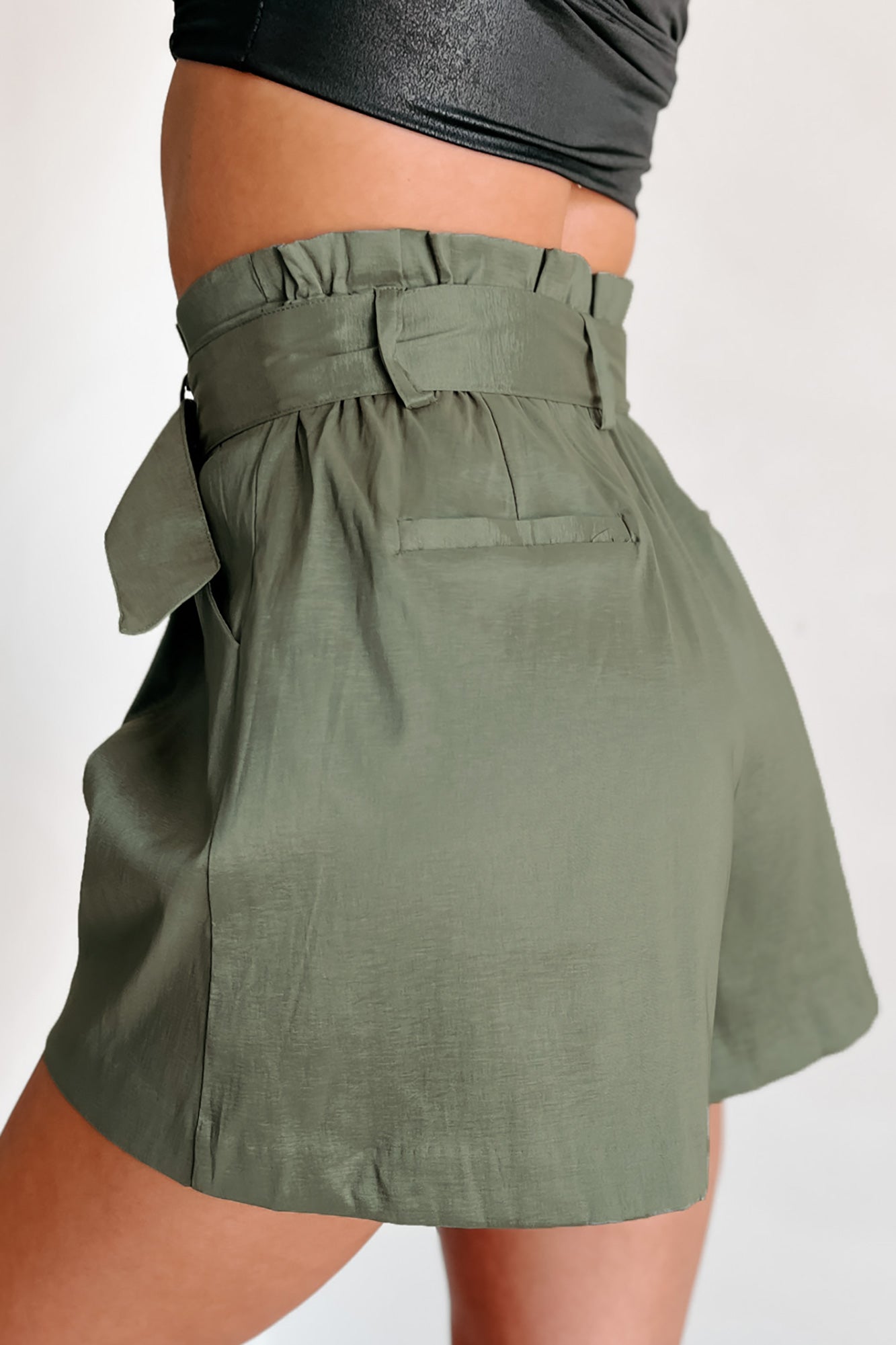 Shesways®Trend Maker Paperbag Waist Shorts (Olive)